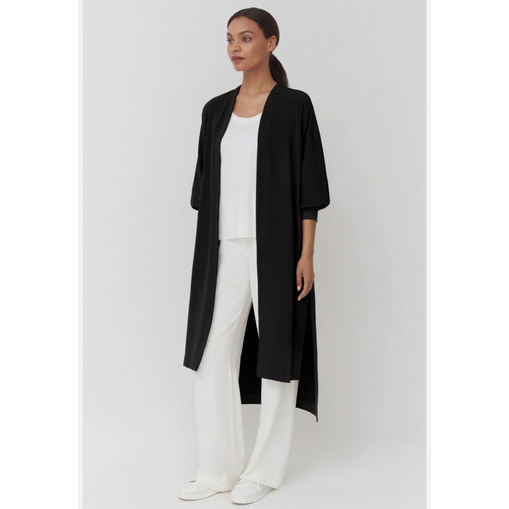 Cuyana | French‎ Terry Long Duster Cardigan Black Size S/M Cardigan Pima Modal